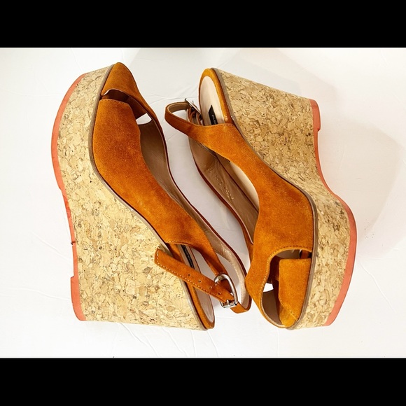 Alberto Zago Woman’s Peep Toe Sling Back Sandals In Cognac Size 6 - Picture 6 of 8